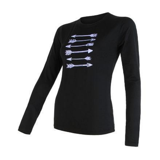 Obrázok z SENSOR MERINO ACTIVE ARROWS dámske tričko dl.rukáv čierna