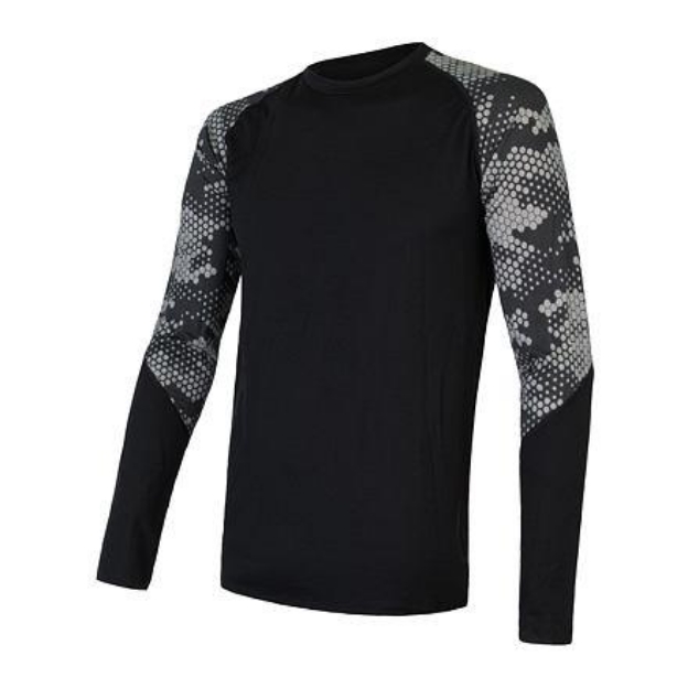 Obrázok z SENSOR MERINO IMPRESS pánske tričko dl.rukáv čierna/honeycomb