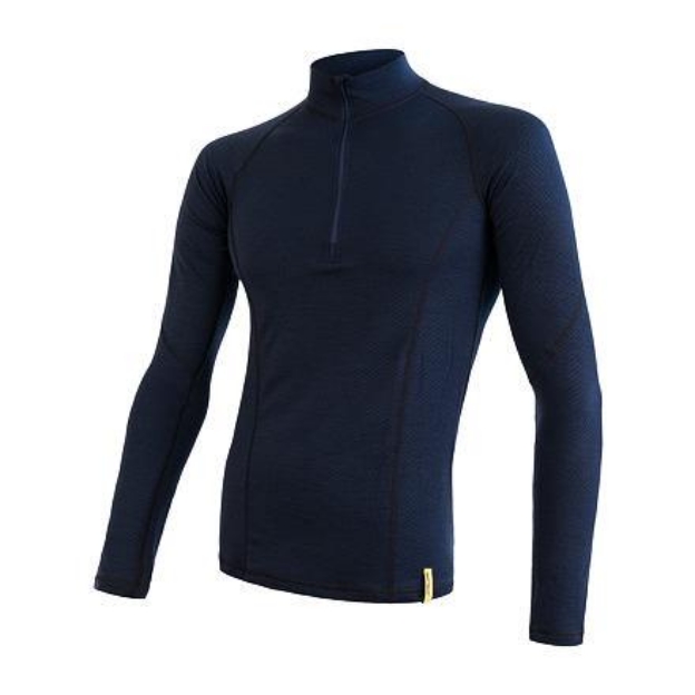 Obrázok z SENSOR MERINO DF pánske tričko dl.rukáv zips deep blu