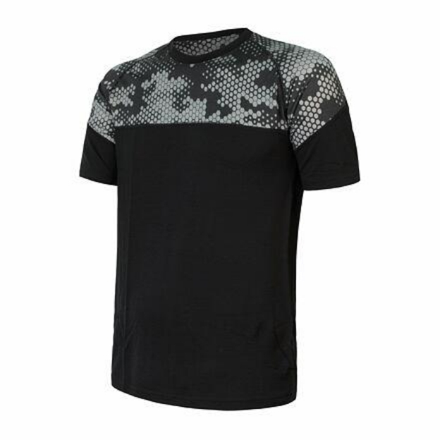 Obrázok z SENSOR MERINO IMPRESS pánske tričko kr.rukáv čierna/honeycomb