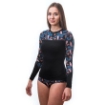 Obrázok z SENSOR MERINO IMPRESS dámske tričko dl.rukáv čierna / floral