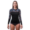 Obrázok z SENSOR MERINO IMPRESS dámske tričko dl.rukáv čierna / floral