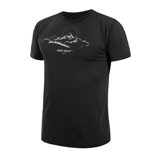 Obrázok z SENSOR COOLMAX TECH MOUNTAINS pánske tričko čierne