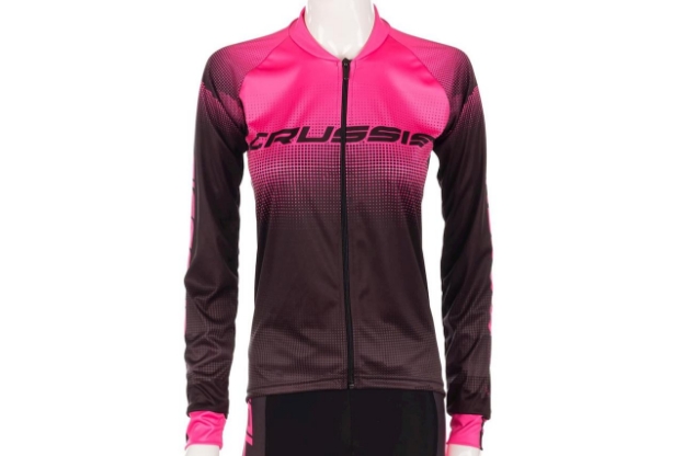 Obrázok z Crussis Dámsky cyklistický dres CRUSSIS, dlhý rukáv, čierna / ružová